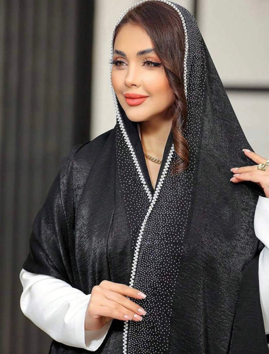 HIJAB NOIR RANA SATINÉ