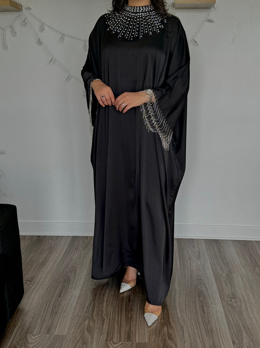 Abaya Jawaher à Strass Noir