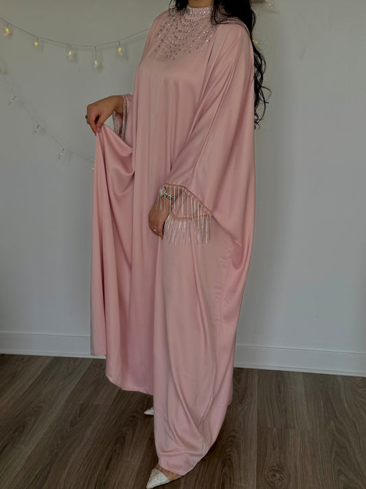 Abaya Jawaher à Strass Rose