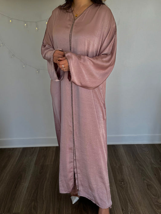 Abaya Lamis avec Ceinture Rose