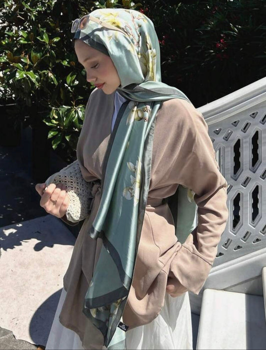 HIJAB NAILA À MOTIFS FLORAUX VERT
