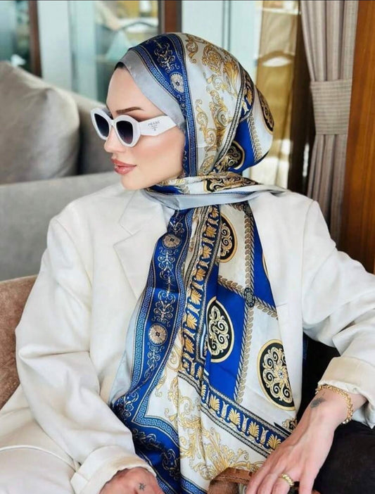 HIJAB DINA EN SOIE BLEU