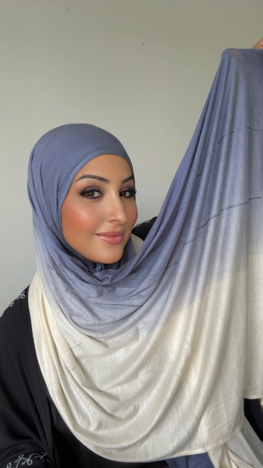 HIJAB PREMIUM DÉGRADÉ - Bleu-Gris