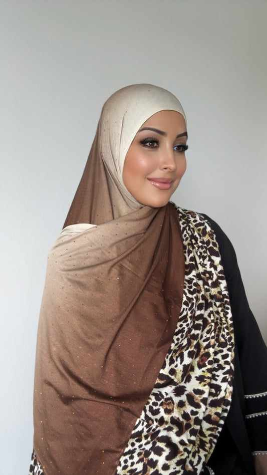 Hijab Émirati Léopard Dégradé – Marron